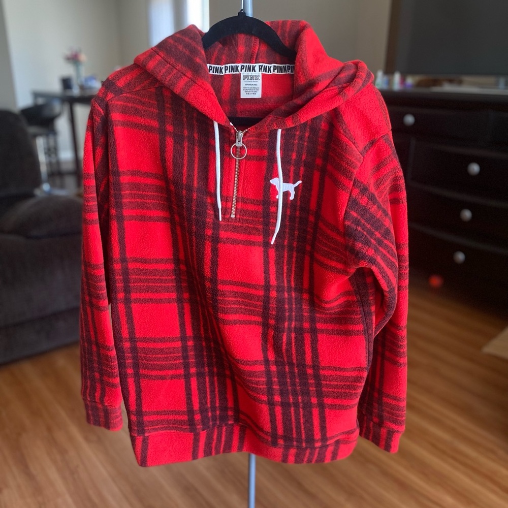VS PINK oversized funnel neck quarter zip hoodie